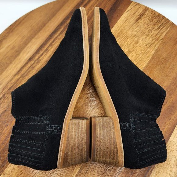 Dolce Vita Booties Keiton Ankle 8 Black Suede Leather Pointed Toe Stacked Heel - Picture 8 of 13